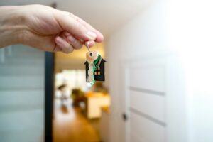 House keys held at the front door on settlement day after the seller's mortgage is discharged in NSW